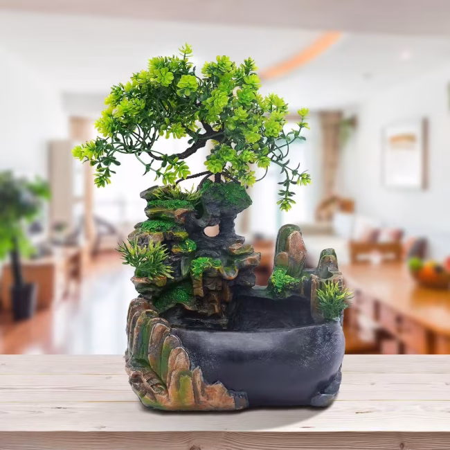 Fontaine À Eau Interieur Cascade De Bureau Objet Porte-Bonheur Feng Shui Plante Verte Fontaine De Table Idéalméditation Et Détent