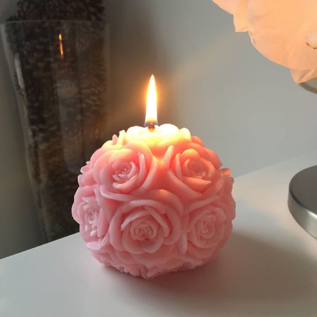 Bougie parfumée mini fleur 3D rose
